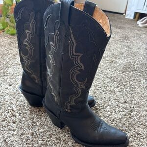 Women's Black Embroidered Western Heeled Boots